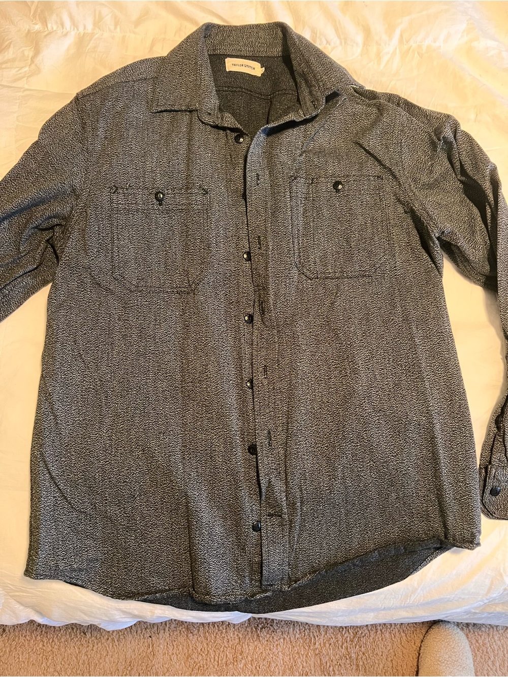 Taylor Stitch Gray & Black Micro-Pattern Shirt